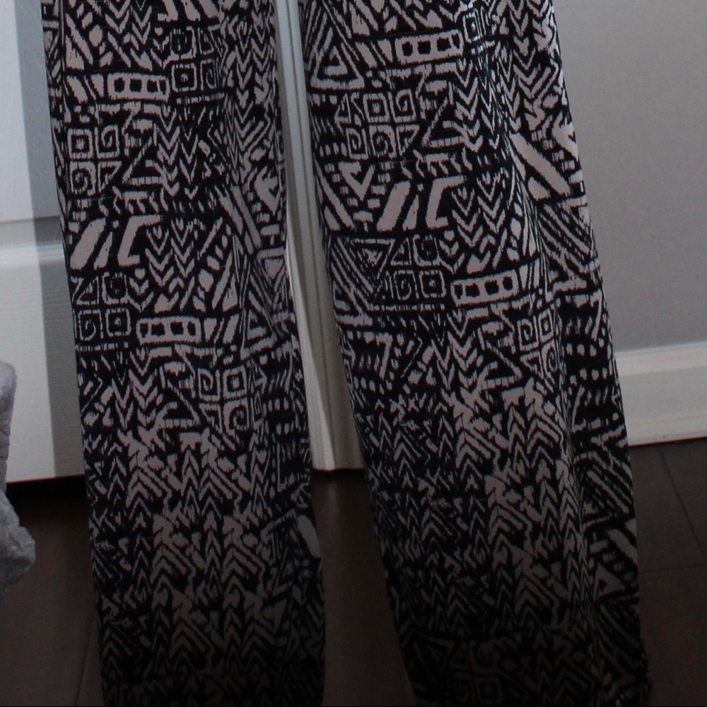 Dressy Pants Tribal Print Black and Cream
